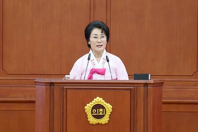 21일 대전시의회에서 제299회 정례회 제3차 본회의가 열린 가운데 더불어민주당 박은희 의원이 5분 자유발언을 하고 있다. 대전시의회 제공